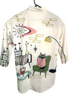 Men S Reto Style Camp Shirt Cat Atomic Button Down Mid Century Cartoon Graphic
