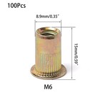 100pcs M6 Rivet Nuts  Zinc Plated Finish Carbon Steel Flat Head Rivnut Thread   