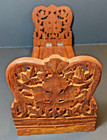 Vintage Hand Carved Teak Wood Expanding Foldable Antique Asian Book Holder 16 
