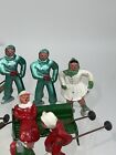 Vintage  Barclay  Metal Christmas Winter Holiday Skiers  Skaters Sled  10 Pcs