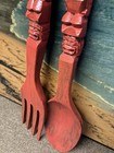 Vintage Tiki Mcm Large Carved Wooden Fork And Spoon Wall Decor Bar Totem Hawaii