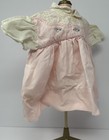 Vintage Infant Girls Pink   White Dress With Embroidered Flowers