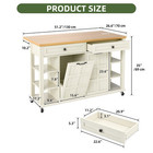 51  American Rolling Kitchen Island Drop Leaf W  Power Outlet Trash Can Storage