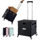 Portable Folding Utility Cart - Rolling Shopping Trolley With Lid   4 Wheels  Co