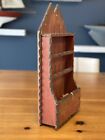 Aafa Antique Canadian Hanging Spool Thread Holder Cabinet Orig Red Grey Painting