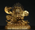 9 4  Tibet Buddhism Pure Bronze Gilt Mahakala Wrathful Deity Buddha Statue