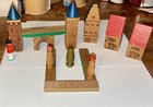 Vtg German Erzgebirge 14 Pc  Wooden Village Set Seiffen Folk Art  Castle Towers 
