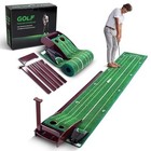 Indoor Putting Mat - Green With 3 Tracks   Auto Ball Return  Mini Golf Game   