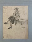 Drawing Art Antique Charcoal Jean Dreyfus Stern 1930 Painting Woman Seated