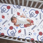 Lambs   Ivy Baby Sports 100  Cotton Fitted Crib Sheet - Football basketball
