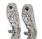 A Pair Of Elizabeth Ii Novelty Owl Sterling Silver Salt   Pepper Shakers  1974