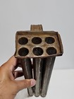 Antique Primitive Metal Tin Colonial 6 Hole Tapered 10in Candle Mold W handle