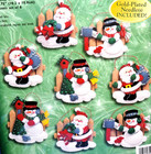 New Bucilla Santa Snowmen Fence 8 Felt Sequin Jeweled Ornament Kit Christmas Nip