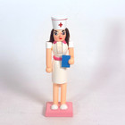10  Wooden Nurse Nutcracker Hand-painted Christmas Decor Holiday White Pink