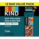 Kind Bars Dark Chocolate Nuts Sea Salt Gluten Free Snacks - 12ct