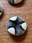 5 Matching Vintage Two Piece Buffed Celluloid Black   White Button