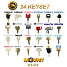 24x Heavy Equipment Keys Set Case Cat Komatsu Jcb Kubota Bobcat Volvo Doosan Jlg