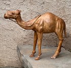 Vintage Leather Wrapped Camel Figure With Reins Glass Eyes Standing 12 h X 14 l