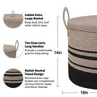 Extra Large Woven Basket With Lid 18  X 14  Wicker Blanket Storage Basket Living