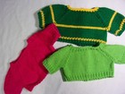 Teddy Bear Baby Doll Cardigan Sweater Clothes Handmade Knit Acrylic