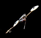 Antique Victorian Floral Brooch Mop Disc Flowers Steel Leaves Gilt Brass C 1880