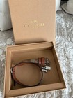 Coach Dog Pet Collar Sz M Khaki Signature Coated Canvas Saddle   Leather Ch146