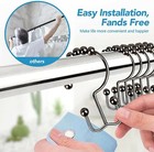 12 Pack Metal Shower Curtain Hooks Rings Double Glide Roller Set For Bathroom