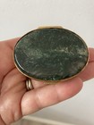 Antique Green Moss  Agate Stuff  Pill Box Gold Tone    read Description    