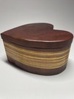 Vintage  Solid Wood Heart Shaped Trinket Jewelry Box Keepsake Handmade