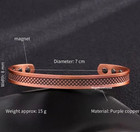 Pure Copper Magnetic Therapy Bracelet 6 Magnets Arthritis Pain Relief Cuff Reiki