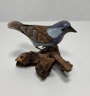 Vintage Hand Carved And Painted Wood Bird On Log
