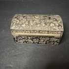 Vintage Art Deco Style Silver-plated Embossed Jewelry Box uk  C 1940s   50s  1