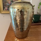 Vintage Style Tall Brass Vessel Vase Or Planter With Braided Bow 8 5    India