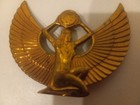 Vintage Metal Egyptian Figure Pin Figure Holding Disc Wings