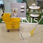 Commercial Mop Bucket With Side Press Wringer On Wheels  35qt yellow Includin   