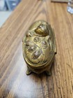 Vintage Art Nouveau Casket Floral  Jewelry Box Gold  Tone Metal Lid Trinket Box