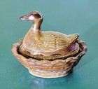 Vintage 1994   Boyd Art Glass   Chocolate Carnival   Duck On Nest   Salt Cellar