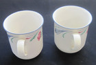 Lenox Poppies On Blue Set Of 2 Chinastone Mugs Cups Vintage Excellent Condition