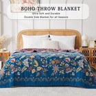 Boho Blanket Soft Muslin Bohothrow Blanket  100  Cotton Floral Printed Farmho   