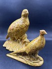 Holland Mold Clay Pheasant Quails Birds Ceramic Figurine Yellow Speckled Vintage