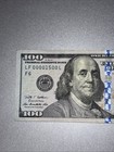  100 Dollar Bill Used Very Low Serial Number Lf 00001500 L