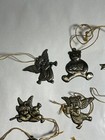 12 Vtg Christmas  Small Flat Metal   Antique Bronze Color   Ornament Lot