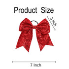 Sequin Red Cheer Bow  2 Pcs 7 Inch Large Sequins Cheer Hair Bows Ponytail Holder