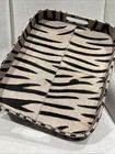  425 - Pigeon   Poodle Zebra Faux Fur Tray 13 5 l X 10 w X 1 5 h