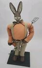 23  Rabbit Carrot Farmer Stuffed Primitive Folk Art Look Spring Farm Decor Huge