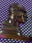 Pair Of Silva Art Deco Carved Hardwood Indian Heads 6    Profile Book Ends Wall