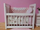 Dollhouse Miniature 5 Piece Nursery baby crib blanket bedspread Comforter Pillow