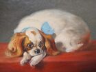 Sgnd Pair 2 Cavalier King Charles Spaniel Dog Portrait Oil Canvas Aft Landseer