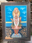 Vintage Old Hindu God Lord Swaminarayan Ghanshyam Maharaj Painting Wooden Framed