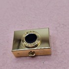 Vintage St John Pill Compact Trinket Box Black Enamel Logo Goldtone Mini